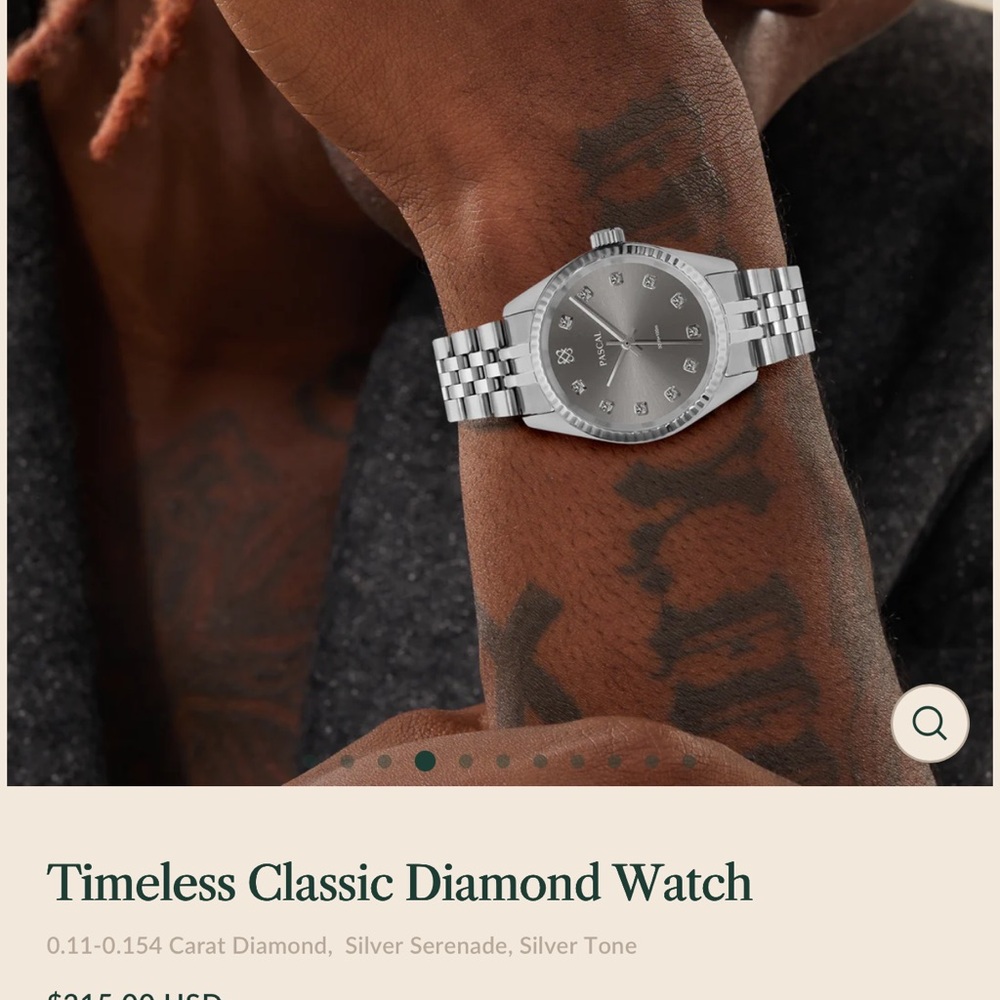 Pascal Silver Diamond Watch - Picture 2 of 7